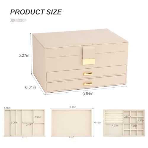Jewelry Drawer Organizer, 6 in 1 Stackable Trays, 4 Drawers, White O634102