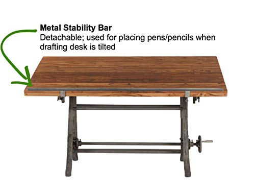 Vintage Drafting Table with Adjustable Height and Tiltable Iron Cast Base T583