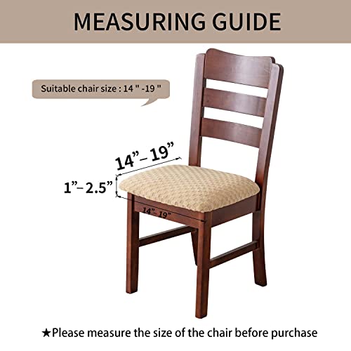 Waterproof Jacquard Dining Chair Seat Covers (4, Ivory) G485
