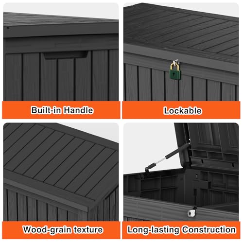 150 Gallon Outdoor Resin Deck Box Storage, Lockable & Waterproof, Brown J5201