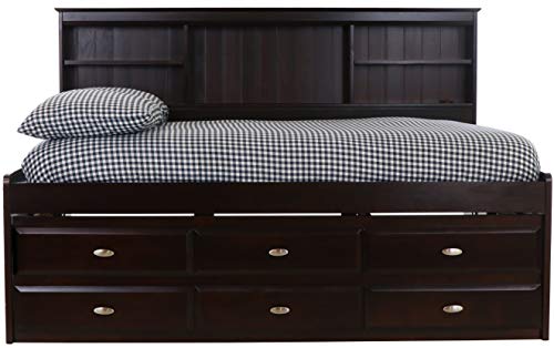 Discovery World Furniture Bookcase Daybed with 6 Drawers, Full, Espresso Y1175