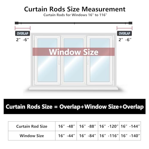 Adjustable Curtain Rod for Windows 16-48 Inches, 1 Inch Diameter, Gold E658507