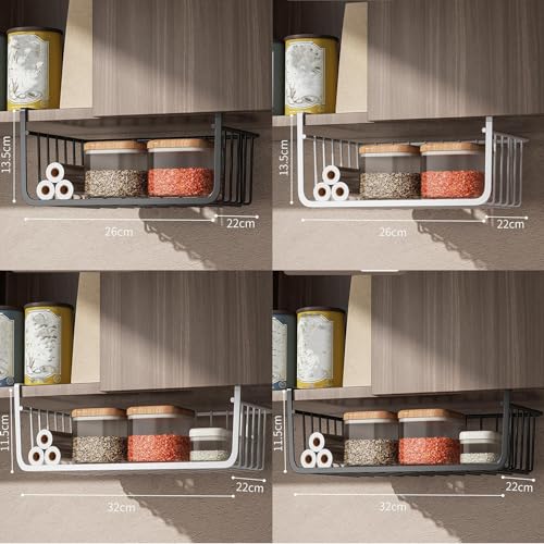 Under Shelf Wire Basket Hanging Storage for Kitchen Large Black M52772