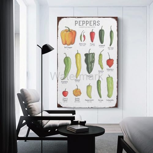 VADDCT Scoville Units Heat Pepper Chart Laminated Kitchen Poster Wall Art 16x24inch Unframe-style L9609