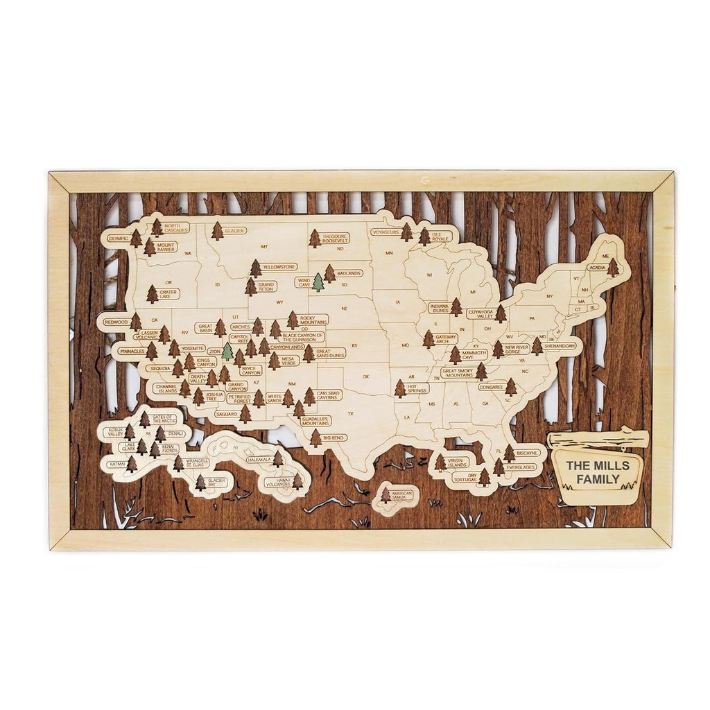 Personalized US National Parks Map Wall Art P6385