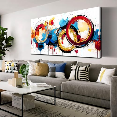 Colorful Abstract Canvas Wall Art 24" x 48" for Living Room and Bedroom Z788854