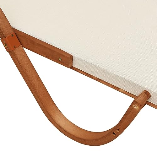 Sun Lounger with Pillow White Textilene and Solid Wood Poplar F8935