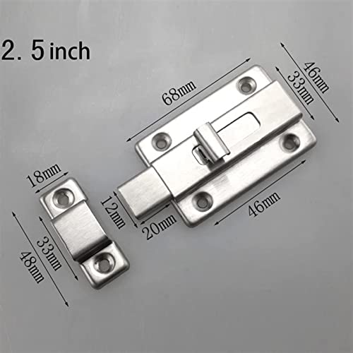 Surface Mounted Sliding Door Lock, Stainless Steel Barrel Bolt Latch K400