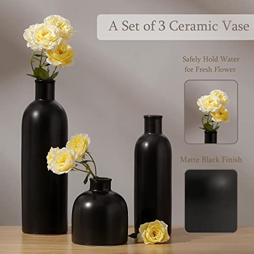 Perfnique Ceramic White Vase Set of 3, Modern Boho Home Decor O352807