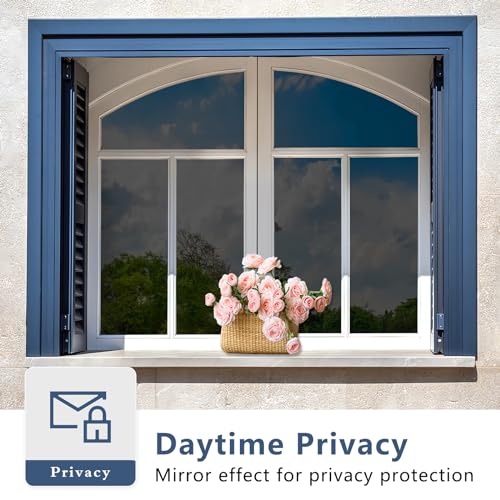 ConCus-T One Way Window Film Privacy Heat Control Anti UV Black 23.62In x 13.1Ft P46416