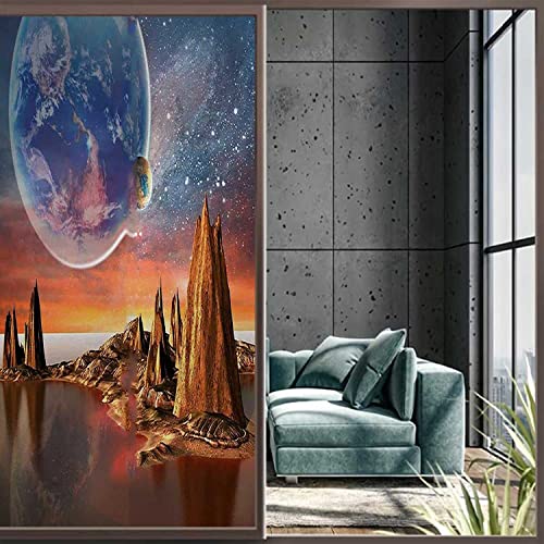 One Way Window Film Privacy Day and Night Earth Blue, 23.6 x 35.4 inch N112338