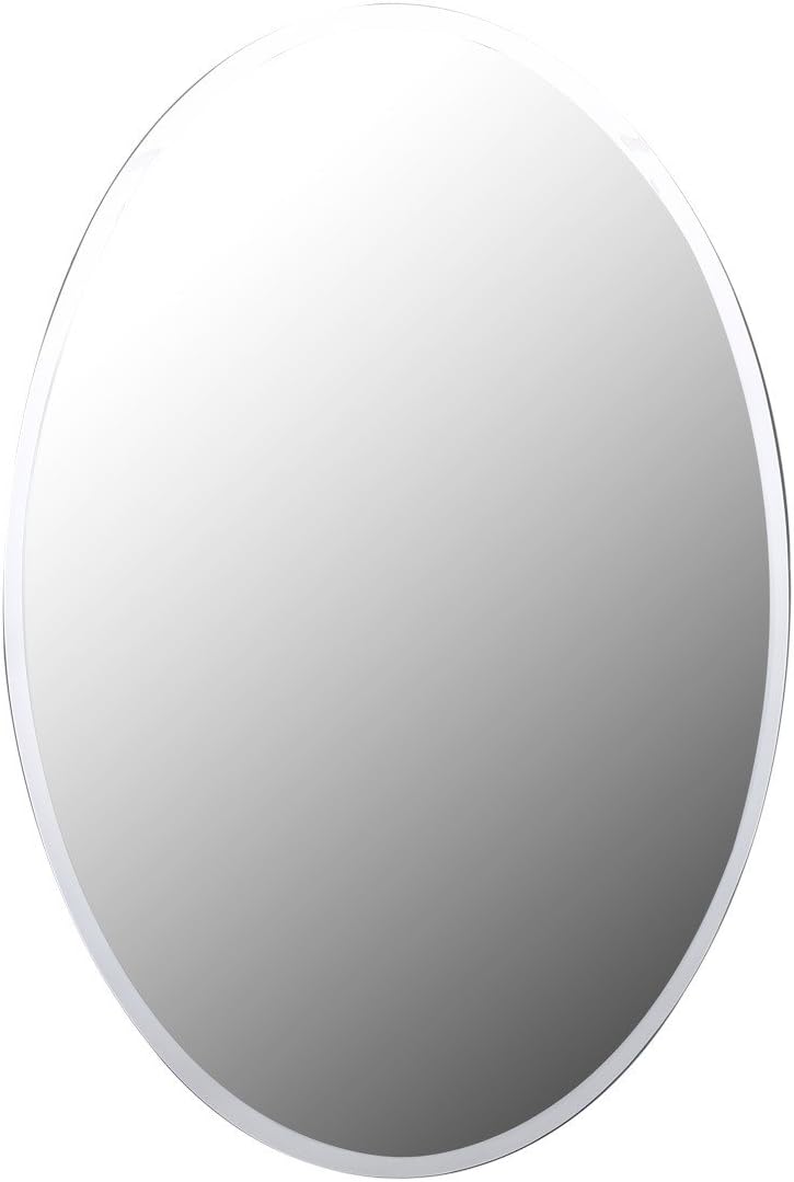 Oval Wall Mounted Medicine Cabinet Brushed Stainless Steel with Mirror 26" x 18" G691298