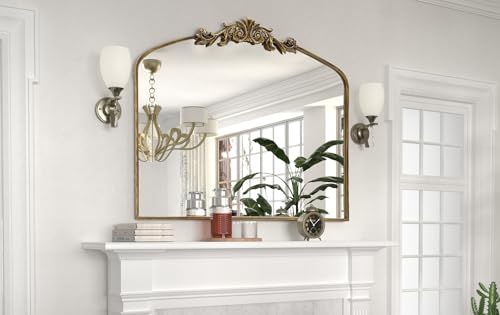 Black Gothic Arch Mirror 19x30 Inch Wall Decor, Metal Frame T16232