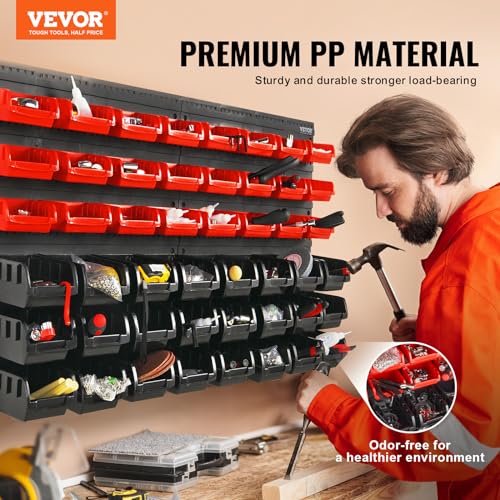 VEVOR 48-Bin Wall Mounted Storage Bins Parts Rack Organizer U57306