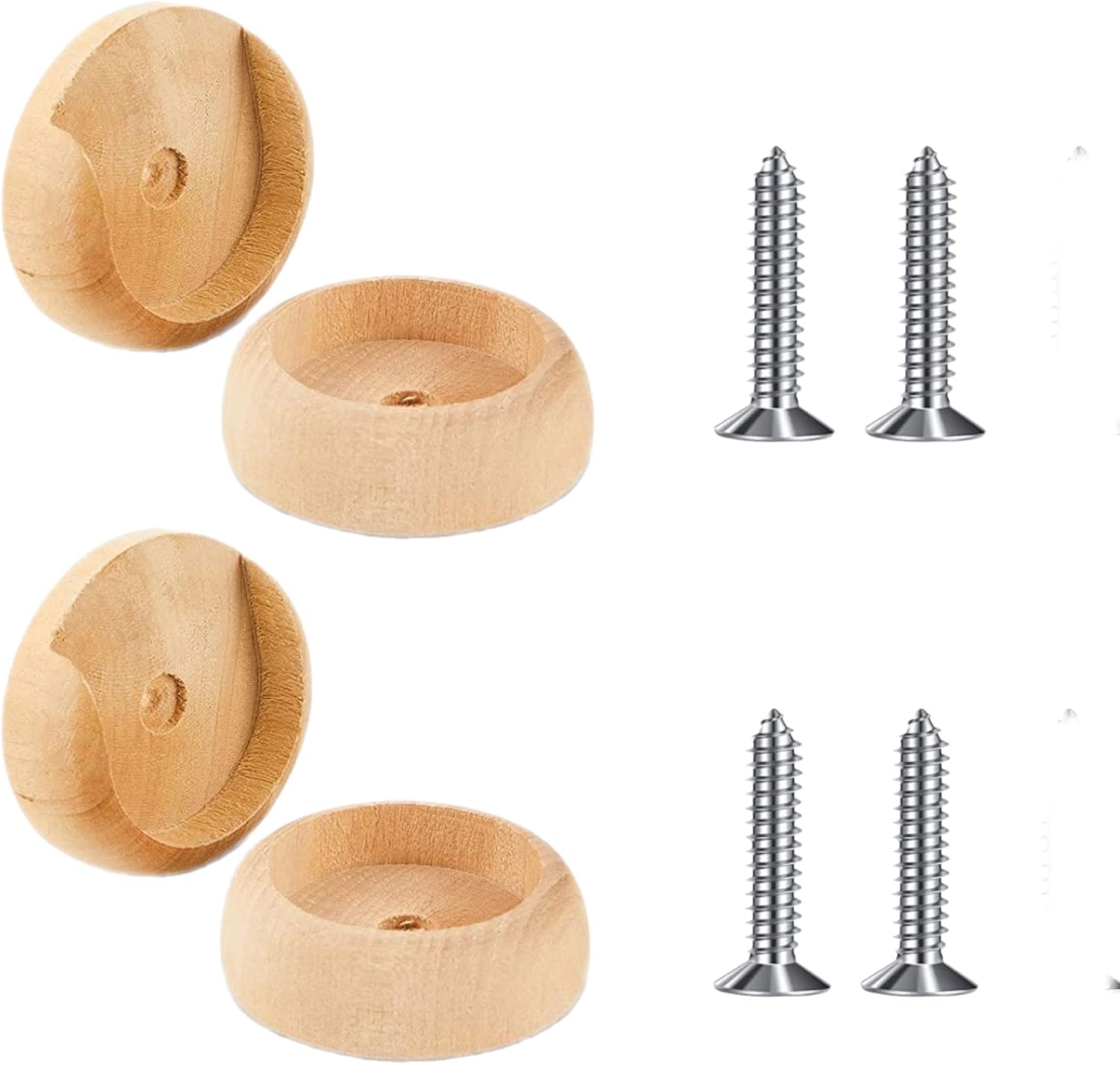 2 Complete Set Wooden Closet Pole Sockets and Screws Closet Pole Rod Holders Organization Coat Curtain Accept Standard 1-3/8" Pole Universal Design Solid Wood