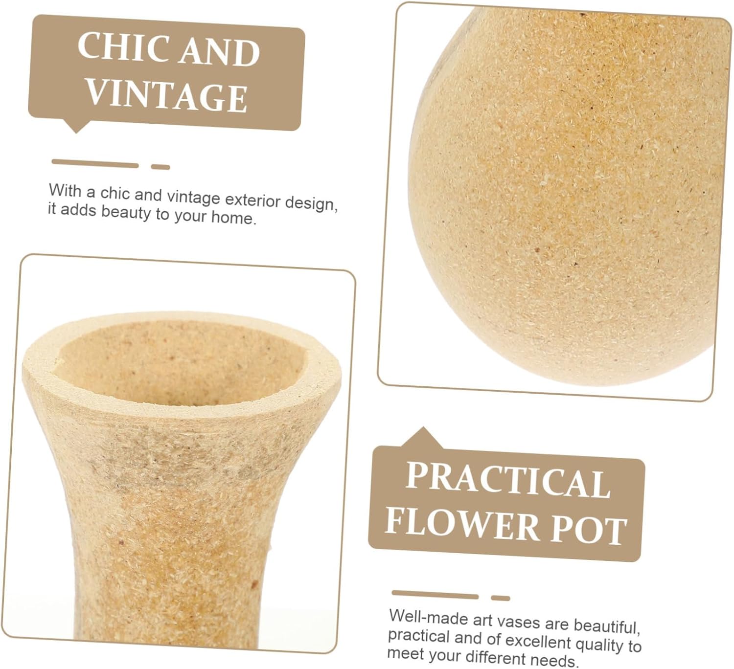 Artibetter Retro Distressed Wooden Vase for Desk Decor S3673