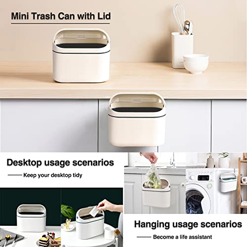 Mini Trash Can with Lid for Desk, Office, RV, Dorm (Orange) C4927