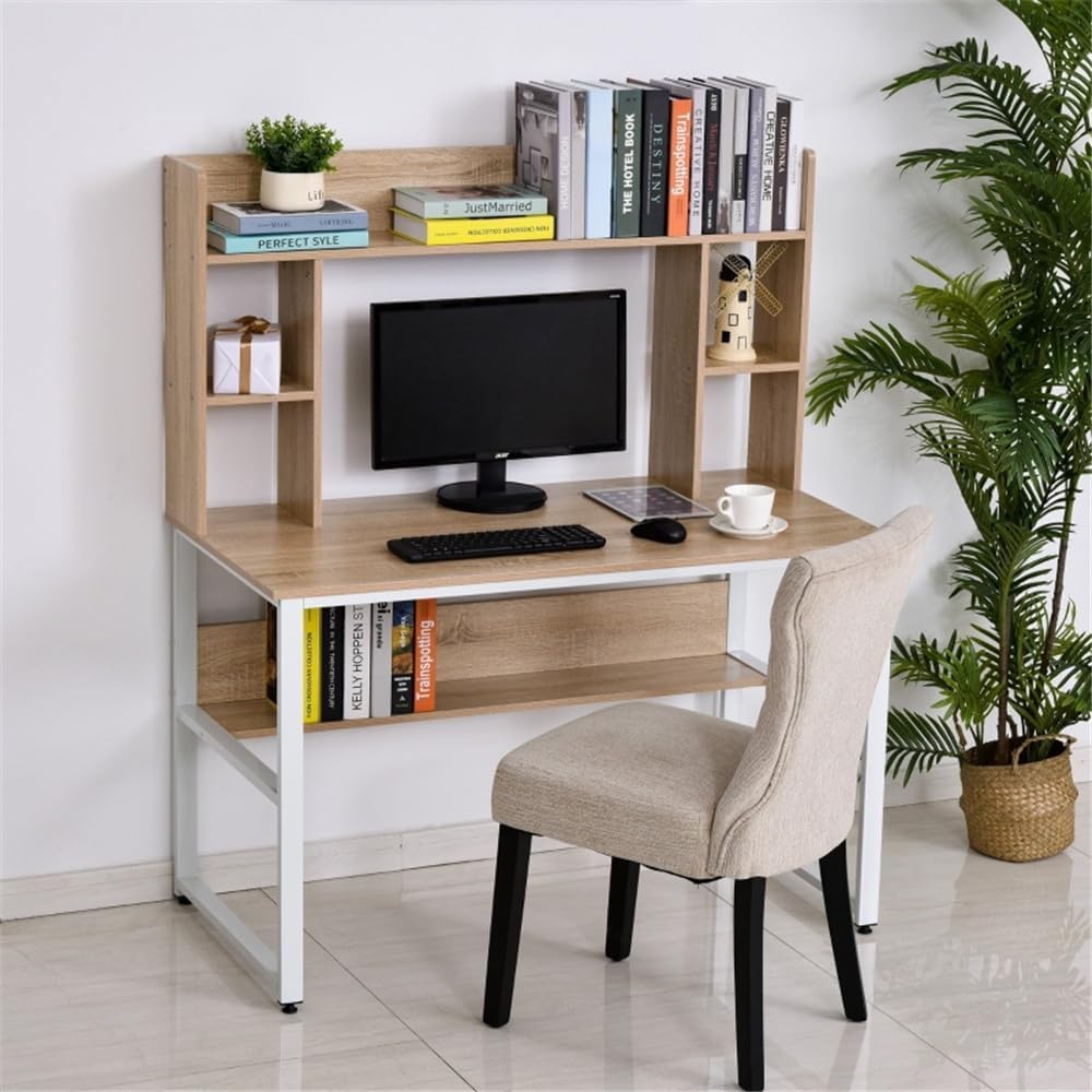 Computer Desk with Hutch, Home Office Desk with Bookshelf, 47.25" L x 23.5" W x 55" H M4610