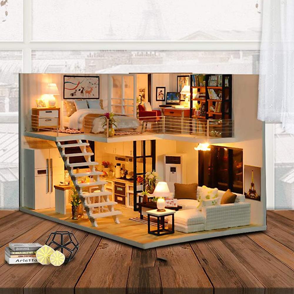 CUTEBEE Dollhouse Miniature DIY Kit with Furniture, 1:24 Scale H1709