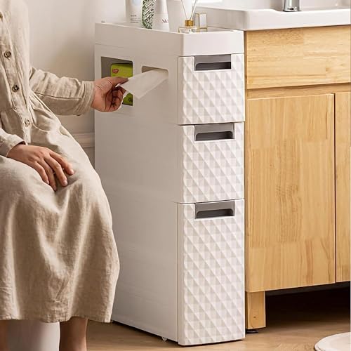 Small Bathroom Storage Cabinet Narrow Slim Organizer Side Corner Unit 2 Drawers G637
