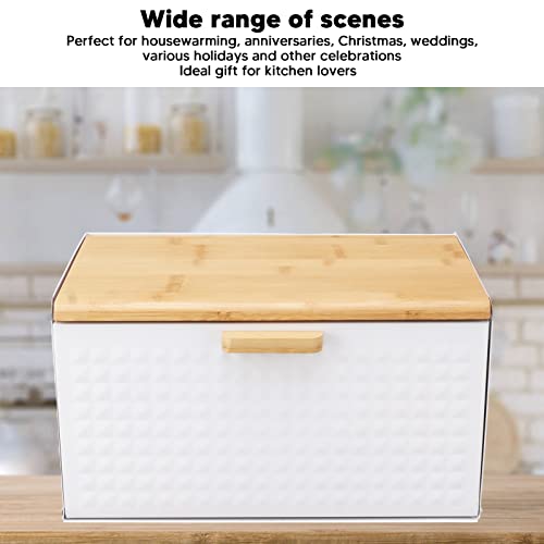 IUIBMI Wooden Bread Box Vintage Large Capacity with Lid White E681577