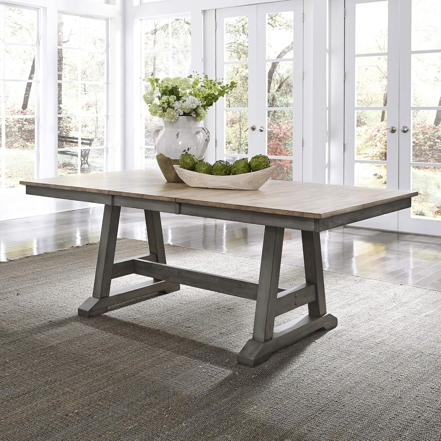 Lindsey Farm 7 Piece Trestle Table Set, Gray H580