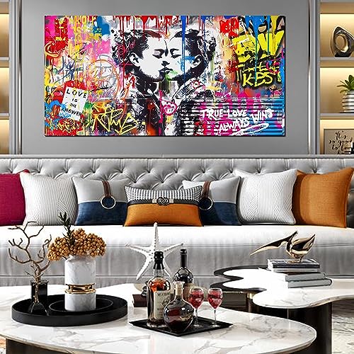 SIXTTART Banksy Canvas Wall-Art 14"x14" Stretched Framed Ready to Hang U507