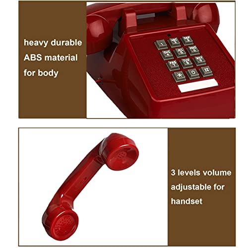 TelPal Corded Landline Phone for Home Office Hotel School, Heavy Desktop Retro Telephone with Loud Metal Bell Ringer (Ivory) K2679