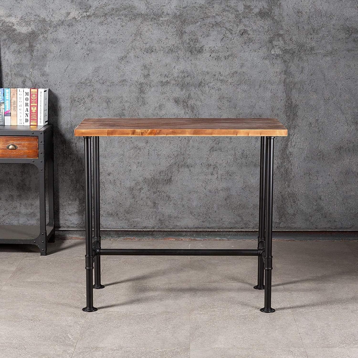 Industrial Pipe Bar Table with 4 Adjustable Vintage Bar Stools S408