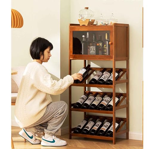 Farmhouse Corner Wine Storage Cabinet with 4-Tier Rack R7577