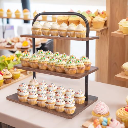 3 Tier Square Wood Cupcake Stand for 50 Cupcakes Y487942