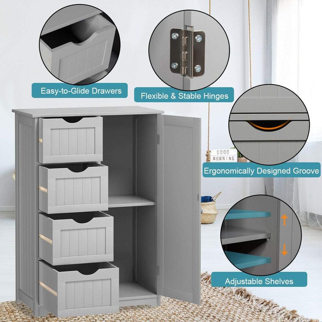 Freestanding Bathroom Floor Cabinet with 4 Drawers Grey U60304