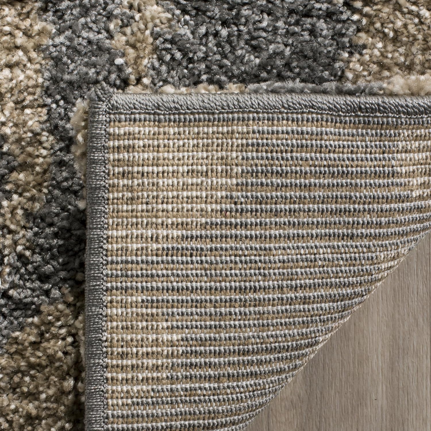 SAFAVIEH Florida Shag Collection Area Rug 8'6" x 12' Grey & Beige Floral Design Y5320
