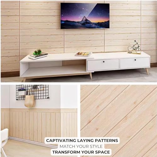 Peel and Stick Wood-Look Wall Panel 28 in. x 14 in. Light Oak S74407