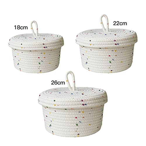 Cotton Rope Storage Basket with Lid for Home Organizing (18x12cm) G101