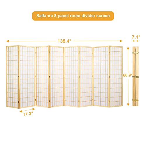 8 Panel Japanese Shoji Screen Room Divider, 5.6 Ft, Black H3109
