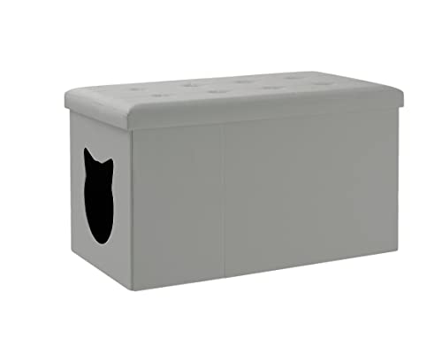 Cat Litter Box Enclosure Hidden Bench Ottoman Grey A121