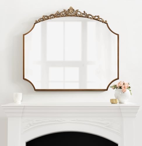 Kate and Laurel Arendahl Ornate Arched Scallop Mirror, 24 x 36, Antique Gold P8364
