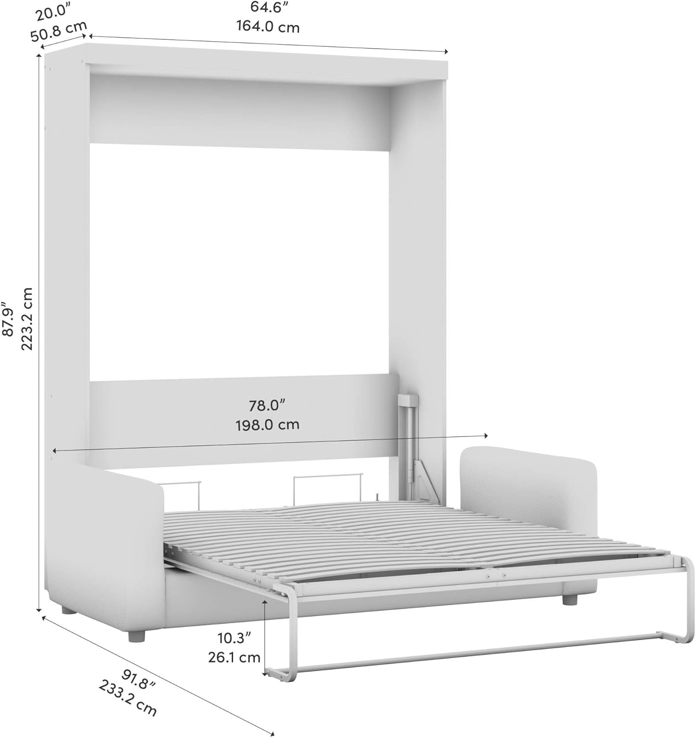 Bestar Nebula Murphy Sofa Wall Bed, Queen, White K1229