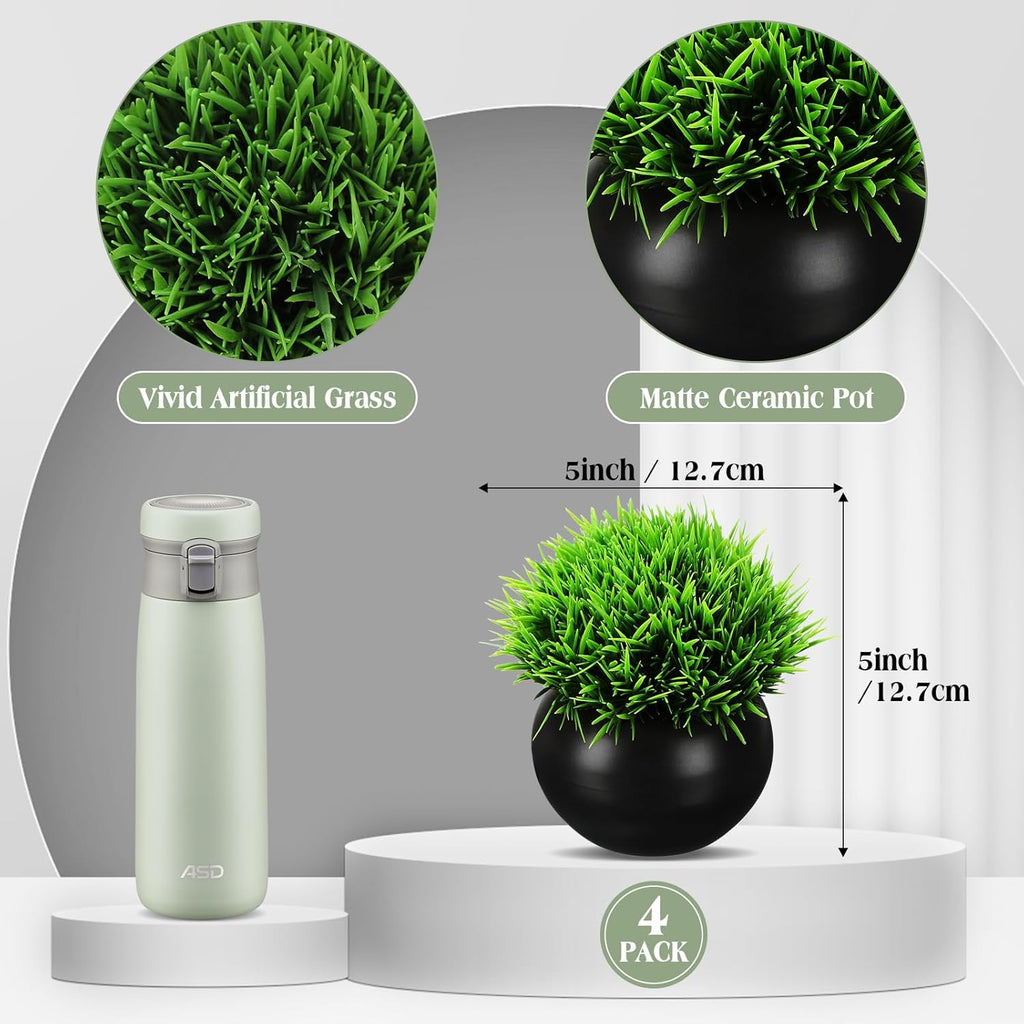 4 Pack Artificial Succulents in Matte Black Ceramic Pots for Office Desk Decor Z5029