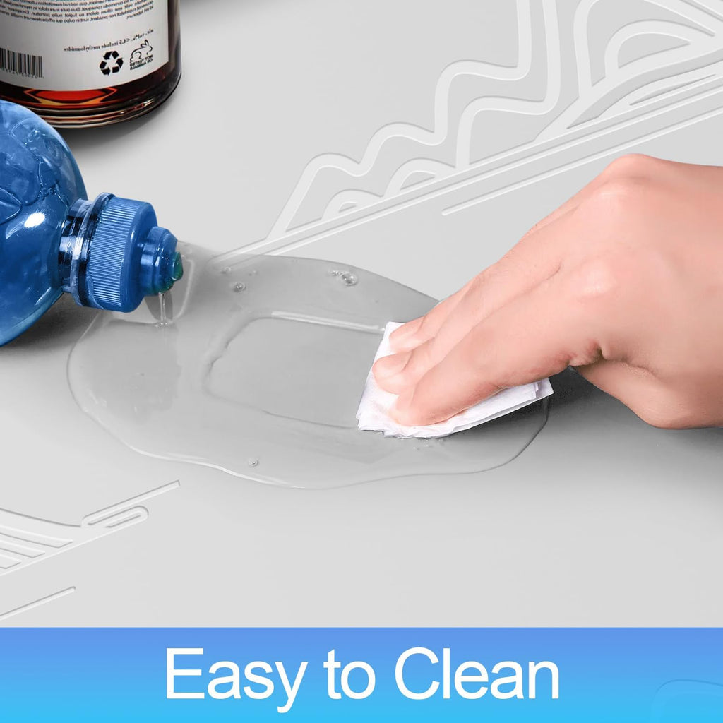 Under Sink Mat 22x19, Silicone with Lip, Waterproof, Light Grey Q30370