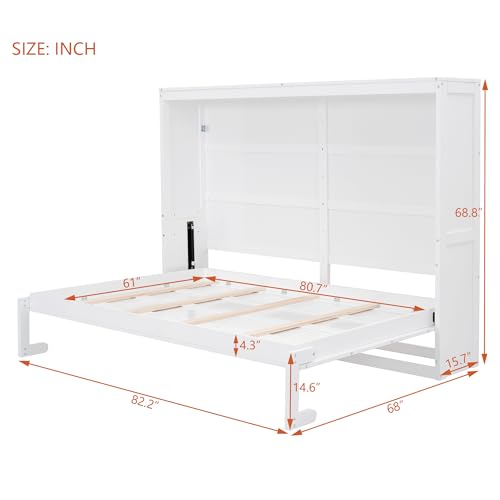 Murphy Bed Queen Size Folding Cabinet with Shelf for Guest Room Home Office H769