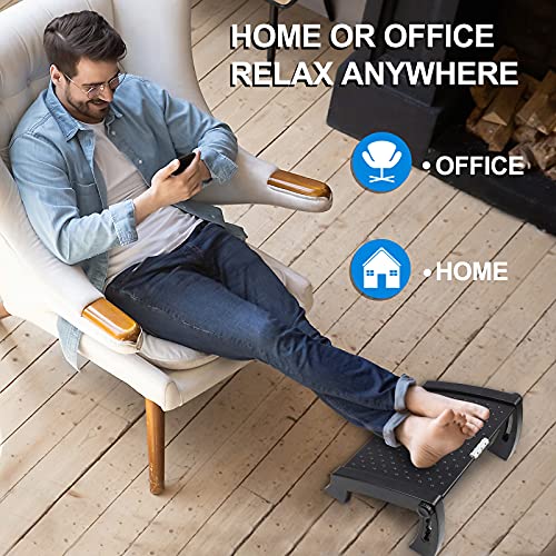 Adjustable Foot Rest for Under Desk, Ergonomic Foot Stool with Massage Rollers R2079