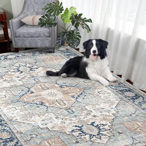 Vintage 9x12 Machine Washable Non Slip Area Rug Z60209