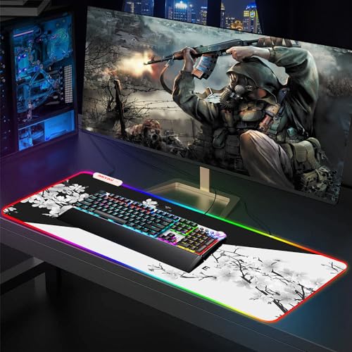 JMIYAV Gaming Mouse Pad RGB Black Non-Slip Rubber Base Extra Large 31.5x12In V498