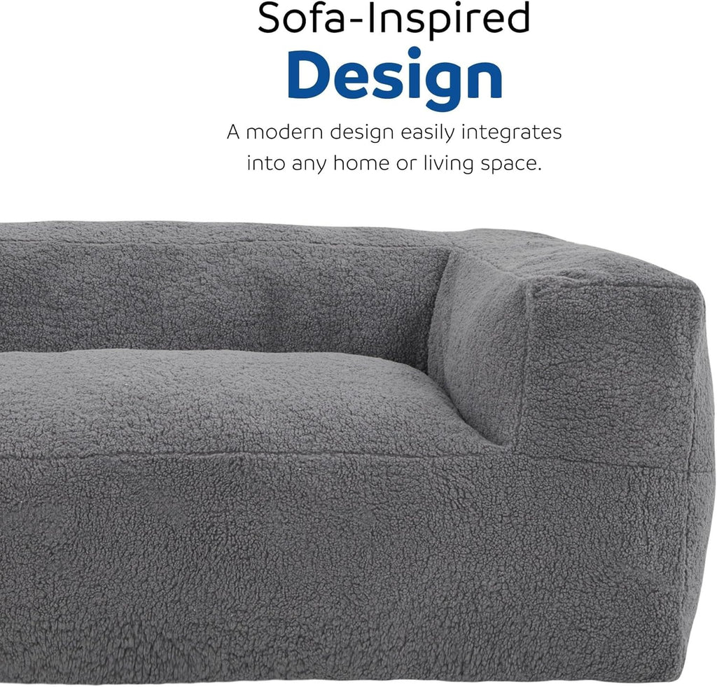 Large Memory Foam Bean Bag Sofa Chair with Armrest for Adults Gray B8913