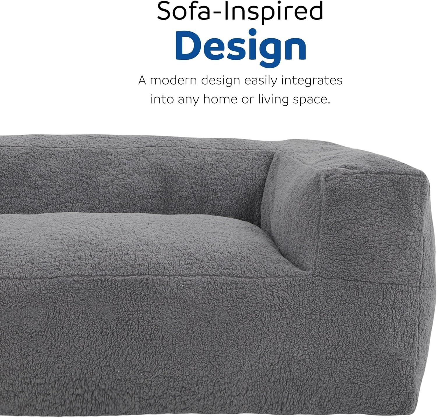 Large Memory Foam Bean Bag Sofa Chair with Armrest for Adults Gray B8913