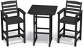 SERWALL 5 Pieces Adirondack Bar Chairs Set, HDPE Adirondack Barstools Chairs with Bar Pub Table, Outdoor Patio Bar Furniture Set for Bistro, Balcony, Poolside, Garden, Black