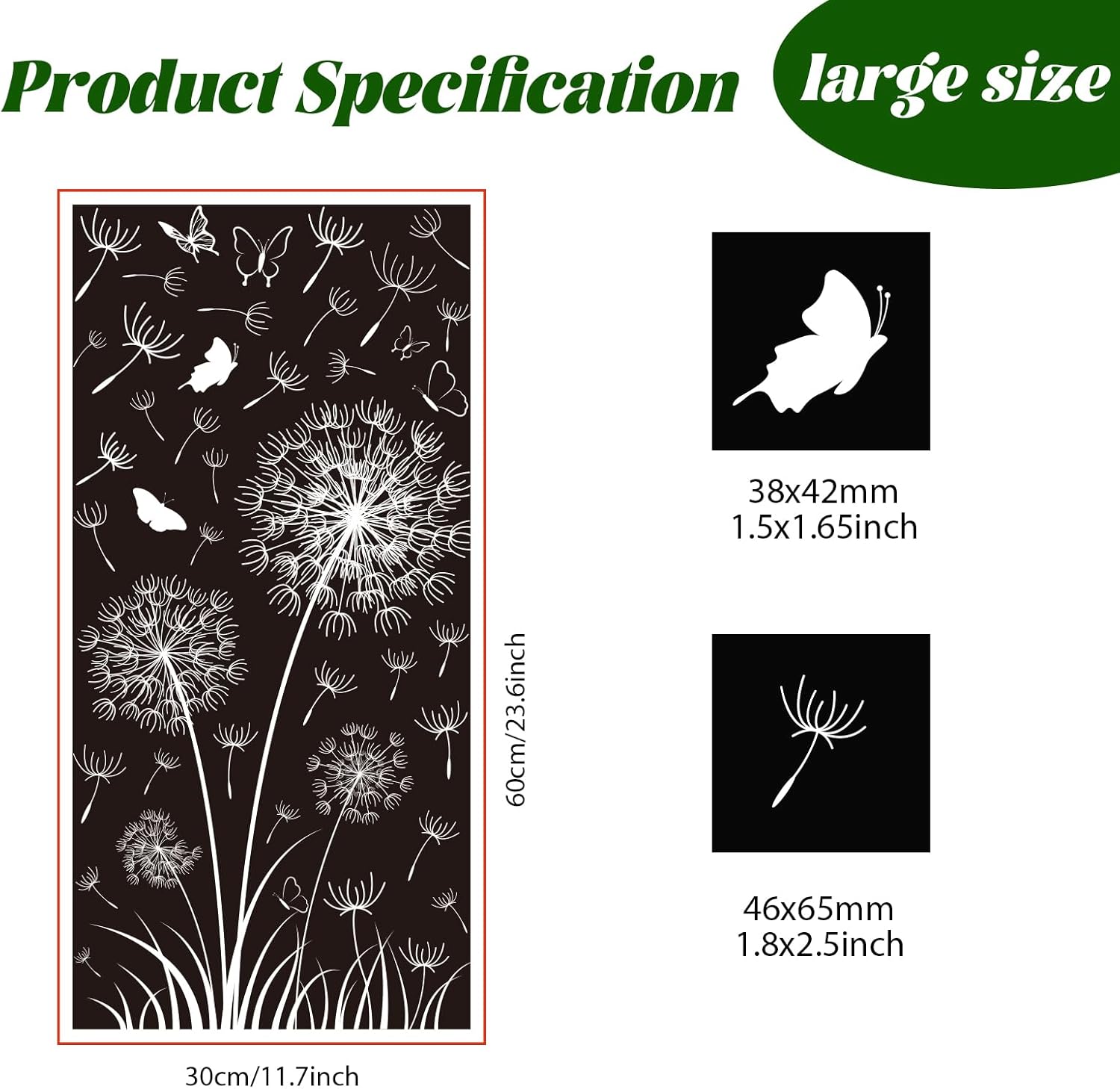 White Dandelion Window Clings Butterfly Sticker Self-Adhesive DIY Decals for Home Glass Door Decor T466634