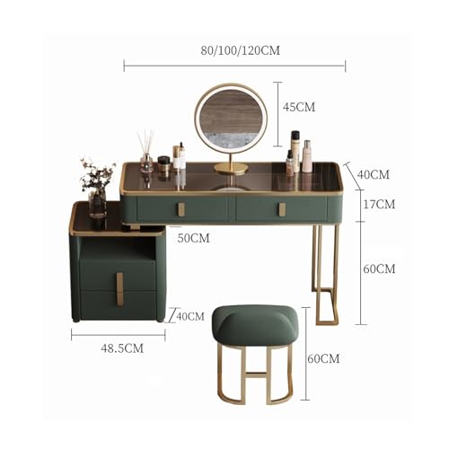 Modern Minimalist Wood Makeup Table with LED Mirror and Cabinet S37569